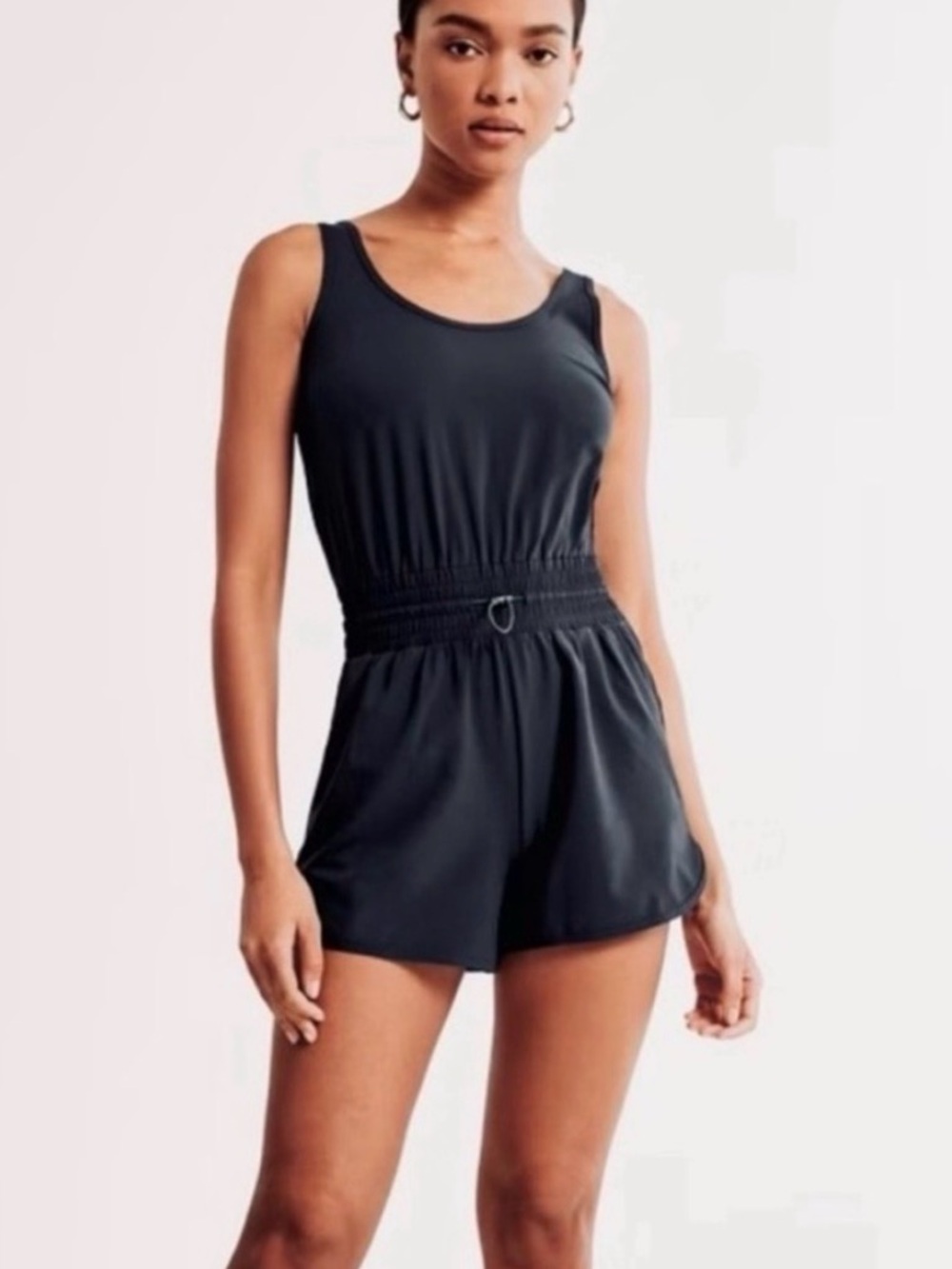 Abercrombie & Fitch Navy Romper XS Sleeveless Drawstring Playful Comfy Breezy